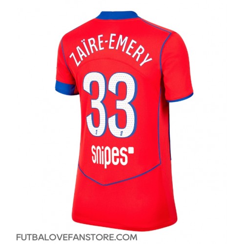 Paris Saint-Germain Warren Zaire-Emery #33 Tretí Ženy futbalový dres 2025-26 Krátky Rukáv Paris Saint-Germain Warren Zaire-Emery #33 Tretí Ženy futbalový dres 2025-26 Krátky Rukáv